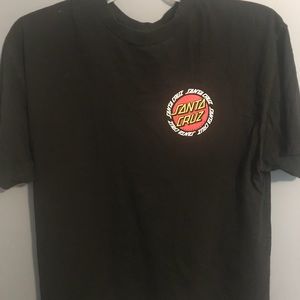 LARGE BLACK SANTA CRUZ SKATEBOARDING T-SHIRT.